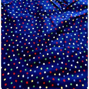 NEW VTG Patriotic 4th of July Fabric Navy Blue Colorful Stars Quilt 2.5 Yds